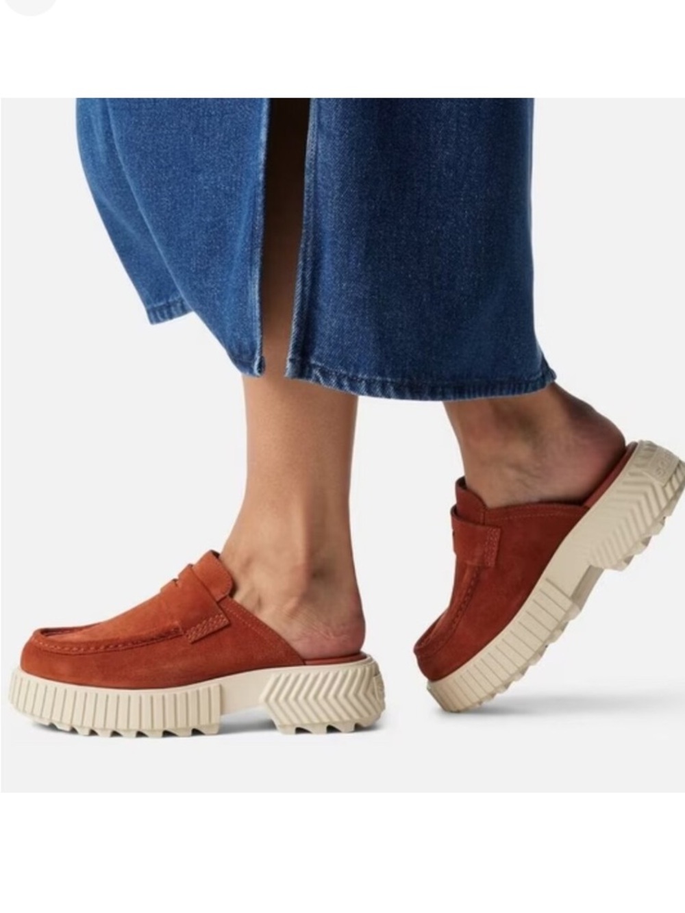 Sorel Ona Ave Premium Suede Slip On Penny Mule in Sanguine- Rusty Red Size 8
